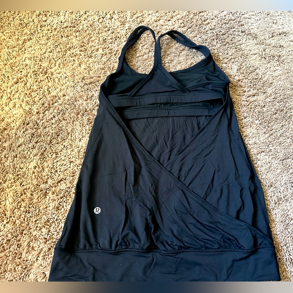 Lululemon black yoga tank with bra, size 4